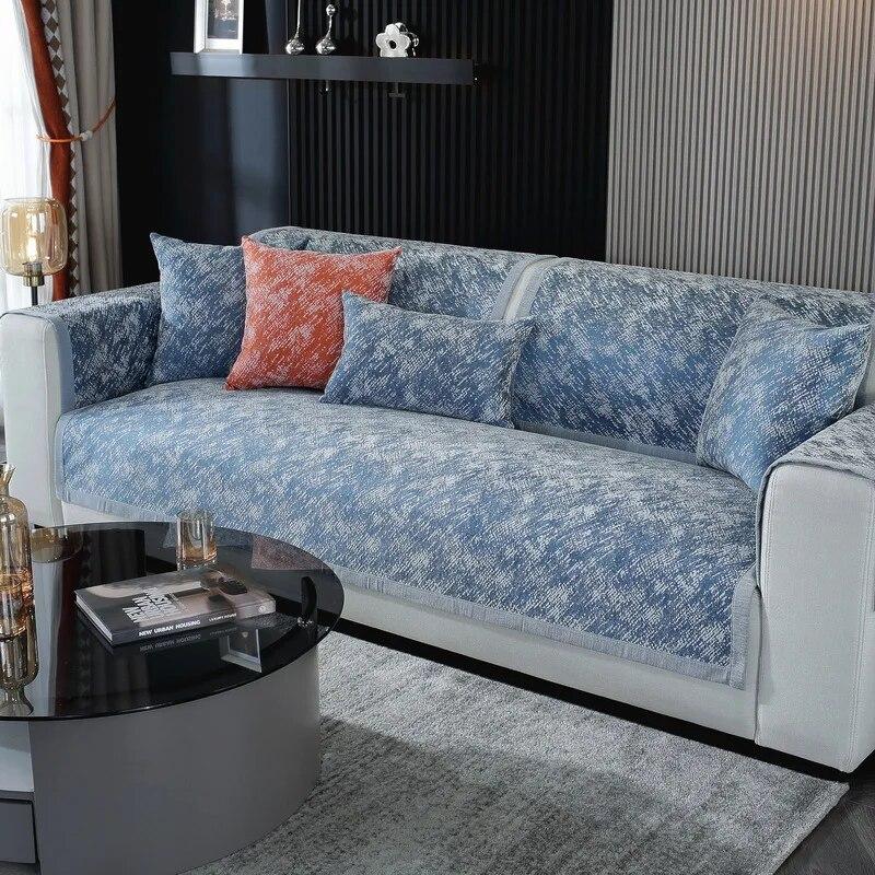 Simple Sofa Cover Four Seasons Universal Non-Slip Living Room Sofa Cover Chenille Jacquard Cushion Backrest Towel Cover Cloth