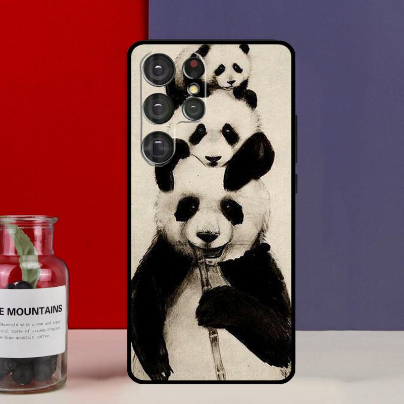 Cartoon Cute Panda Bear Case For Samsung Galaxy S22 S23 S21 Ultra S20 FE Note 20 Ultra S8 S9 S10 Note 10 Plus Cover
