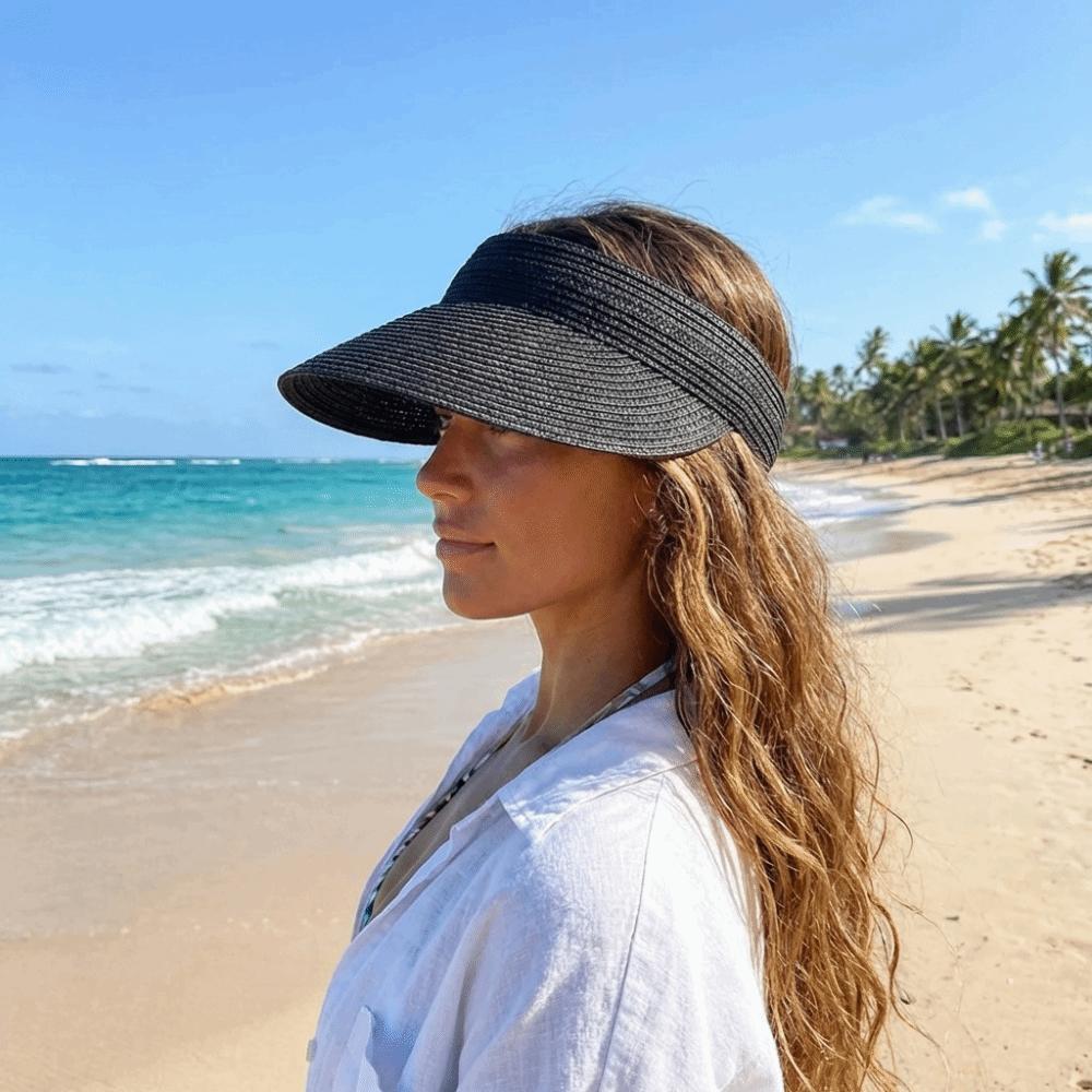 Breathable Straw Sun Cap Adjustable Wide Brim Beach Hat Simple Summer Visors Hat  Beach