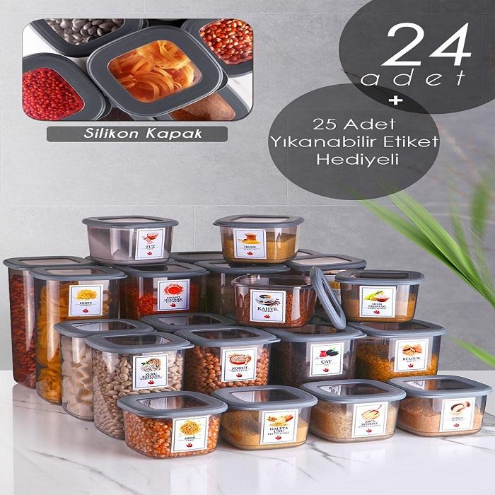 

Набор из 24 антрацитовых квадратных контейнеров для хранения 8x(1750мл - 1200мл - 550мл)