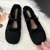 Fur Leopard Women Ballet Flats Shoes Suede Elegant Loafers Shoes Woman 2025 Trend Winter Sexy Mary Jane Shoes Shallow Sandals