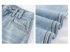 Spring 2025 Women's High Waist Retro Blue Wide-Leg Jeans - Floor-Length, Slimming, Loose Fit.