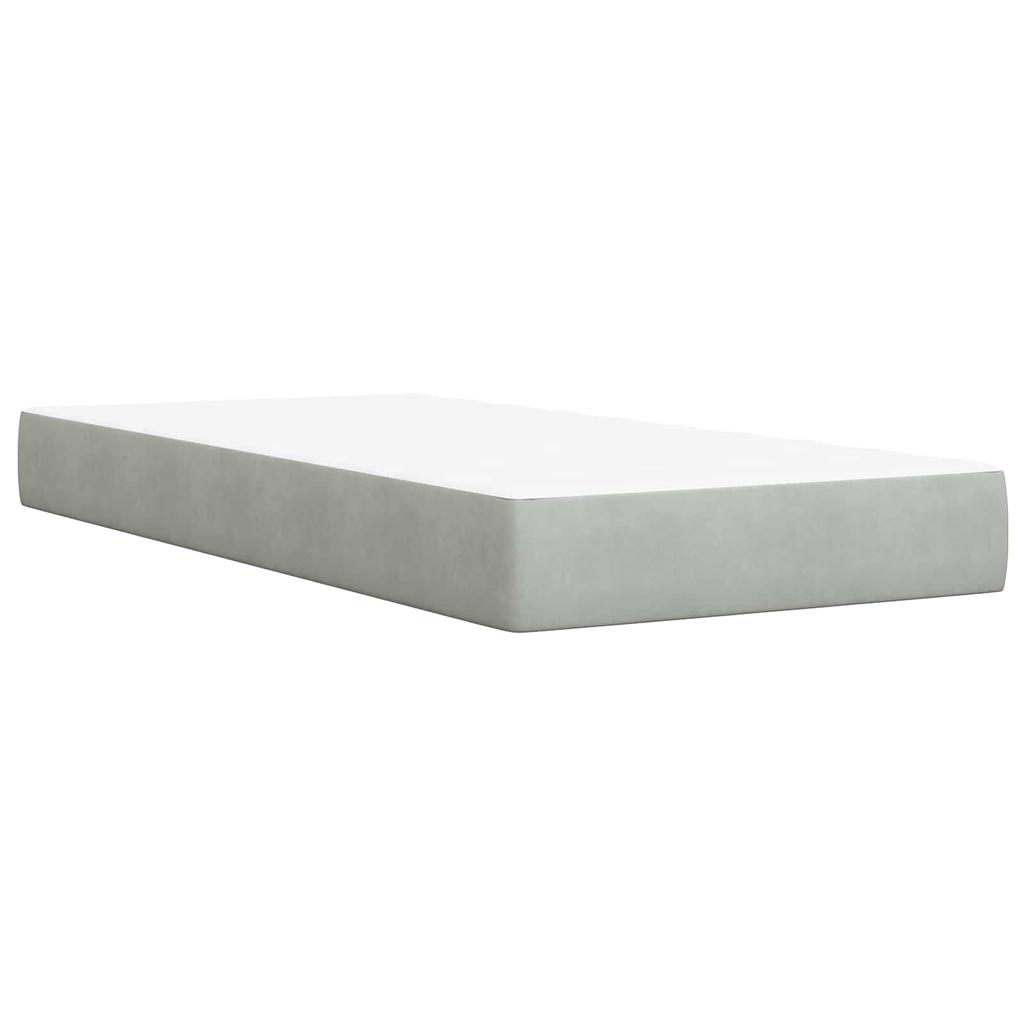 Box Spring Bed with Mattress Light Gray 80 X 200 Cm Velvet