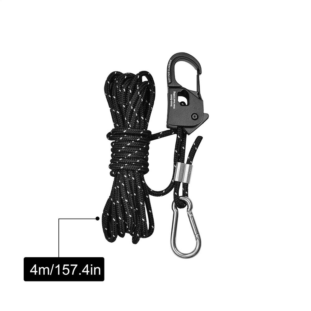 Tent Rope Nylon Reflective Lines 4 Meters Adjustable Camping Paracord Cord For Hiking Shelter Backpacking Climbing Kayak Tarp