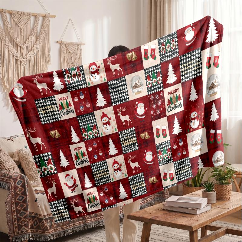Christmas Flannel Throw Blanket Soft Warm Cozy For Sofa Bed Indoor Home Use Great Holiday Gift