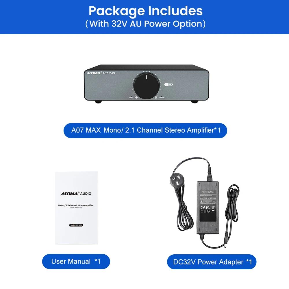 

Підсилювач AIYIMA A07 MAX Домашнє аудіо 300 Вт X2 TPA3255 Клас D Потужний підсилювач для колонок 2 канали Можливість мостового підключення Моно 600 Вт Стереопідсилювач