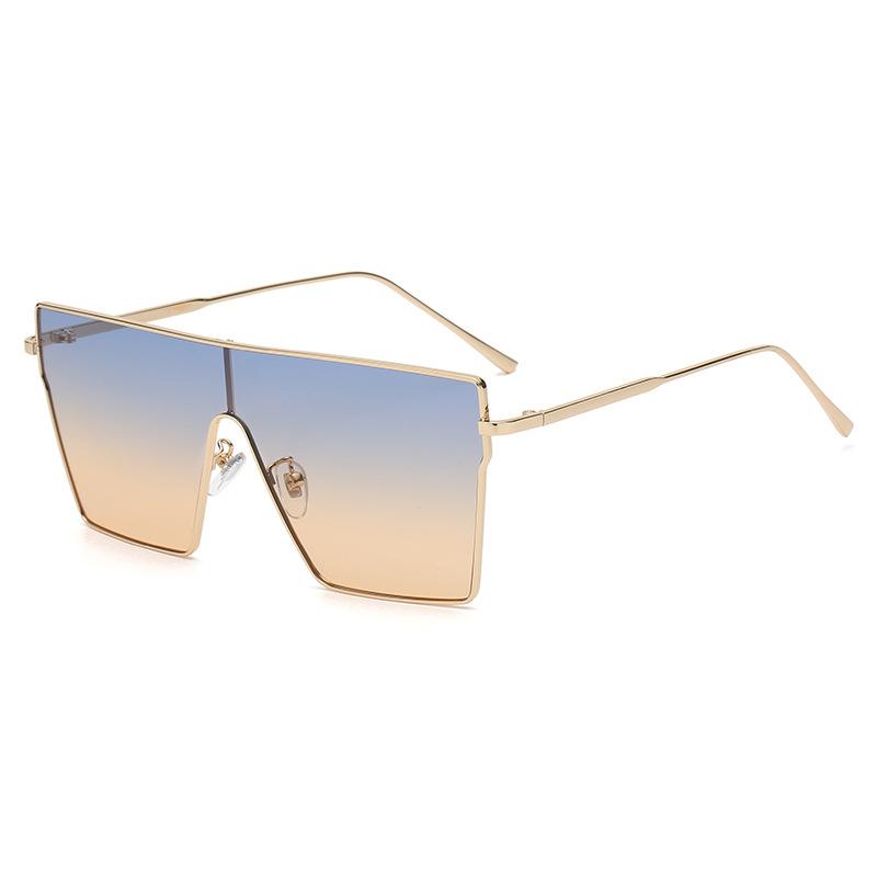 Metal Square Sunglasses Women  Luxury Brand Fashion Large Frame Sun Glasses For Men Retro Gradient Eyeglasses