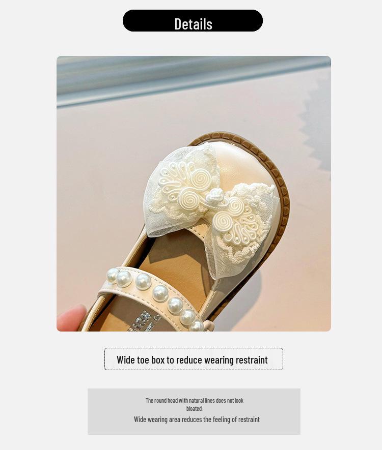 Girls' Leather Butterfly Lace Soft Sole Shoes - Spring/Autumn 2026 Fashion Dance Style