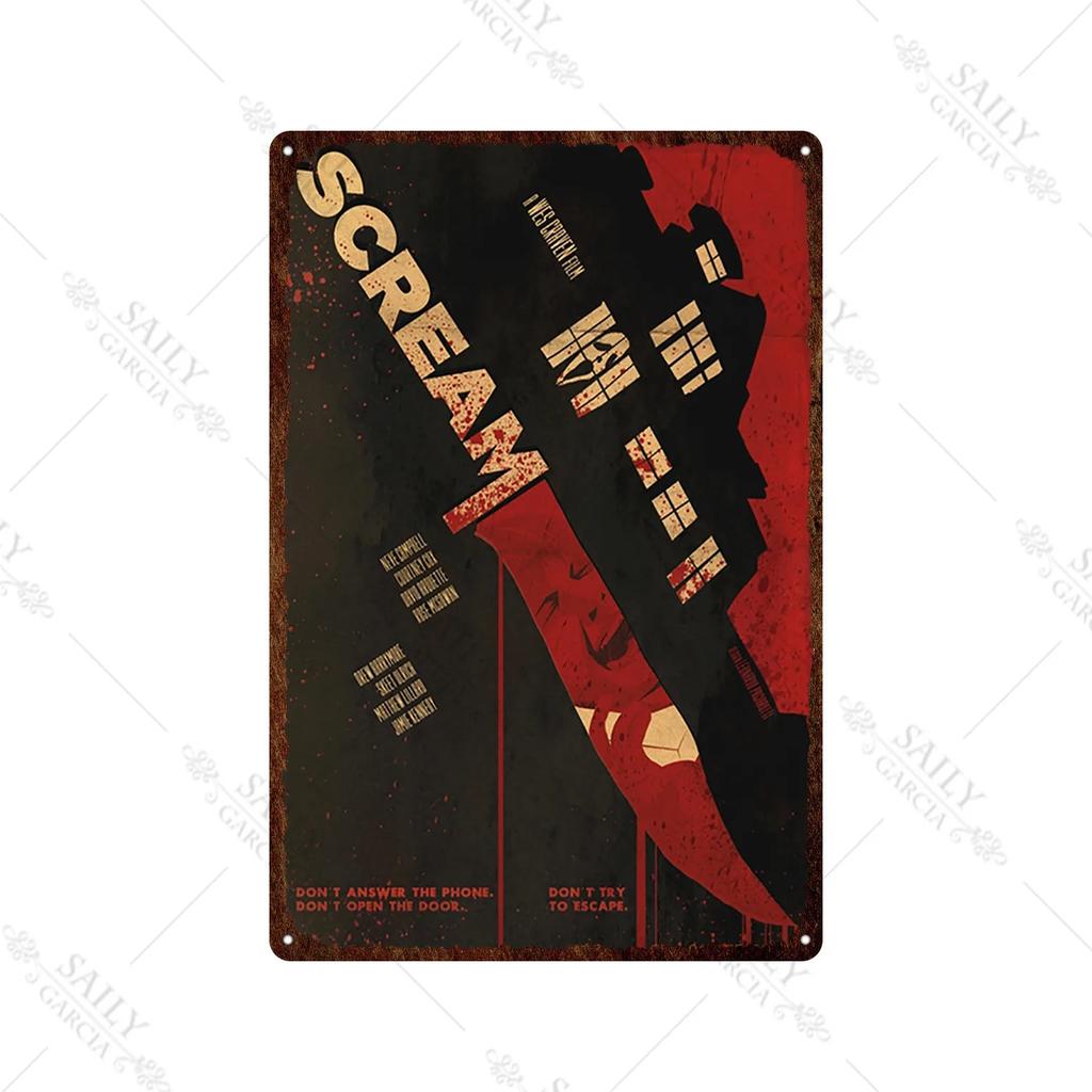 Scream Dead Horror Film Metal Tin Sign Posters Movies American Wall Art Metal Plates Man Cave Pub Bar Sign Metal Decor Plaques