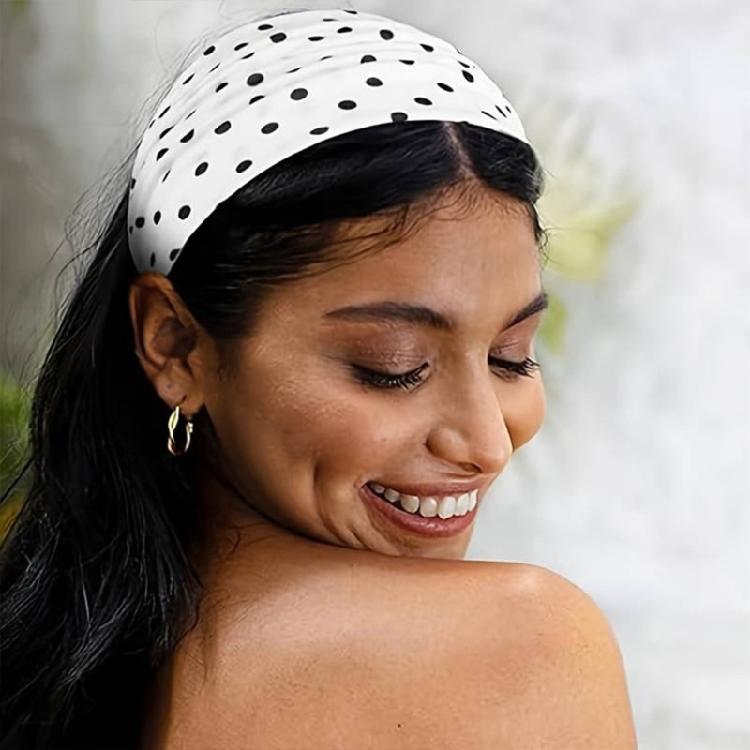 Fascia Multifunzionale per Capelli da Yoga, Copricapo alla Moda, Design a Pois Rotondi, Tessuto Elastico, Accessorio per Capelli, Multicolore