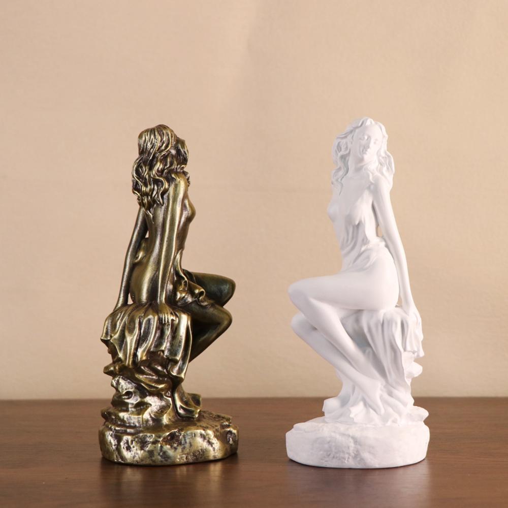Sexy Maiden Figurine Resin Figure Sculpture Greek Goddess Venus Statue European Home Living Room Desktop Bookshelf Decoration