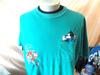 Vintage 90’s Walt Disney Mickey Mouse & Goofy Embroidered Green Pocket T Shirt XL