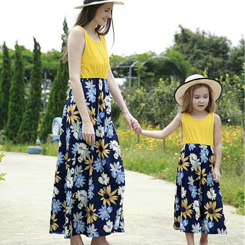 Matching Clothes Family Women Girls Mother And Daughter Floral Dresses New