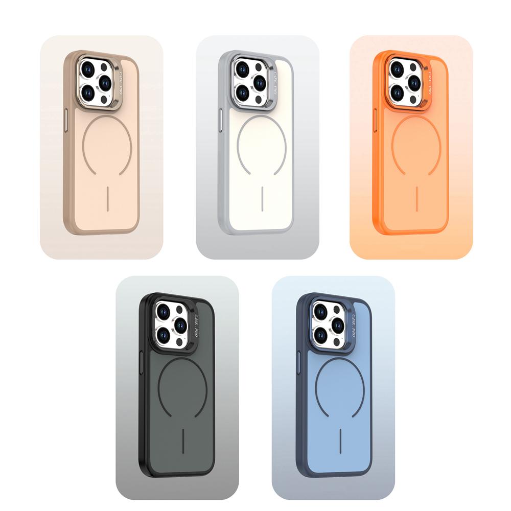 KEYSION Matte Skin Feel Lens Stand Phone Case for Magsafe for iPhone 11 12 Pro Max Magnetic Wireless Charging Shockproof Cover