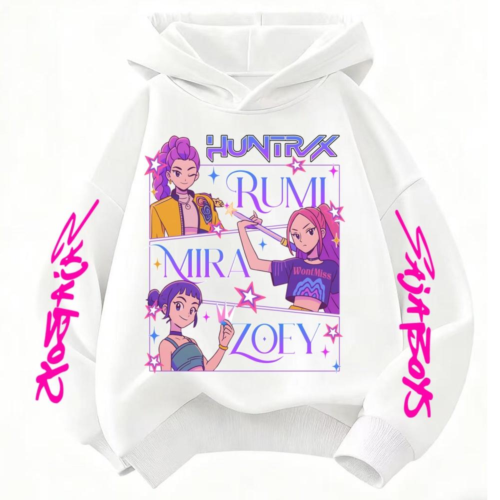 Children's Hoodies KPop Demon Hunters tops Boy Girls Coat Casual Toddle Sweatshirr white pink child the Spring Autumn