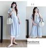 Striped Lace Patchwork Bow Maternity Dress