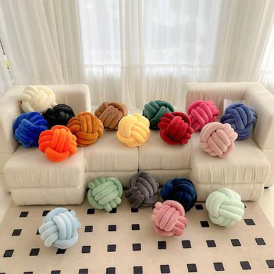 Soft Throw Pillow Hand Knot Cushion Sofa Round Handmade Knotted Ball Car Bedding Stuffed Pillow Bed Living Room Chair Home