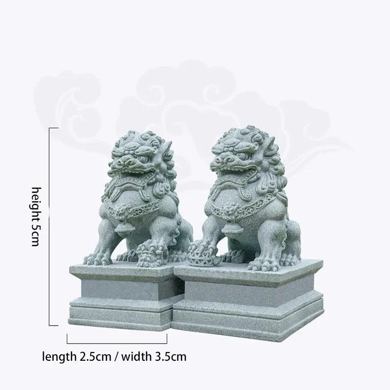 Coppia di Fu Foo Dog Statue di Pietra Guardiane Leoni Statuette Decorative Cinesi Feng Shui Ornamento da Scrivania Decorazione per Casa Soggiorno Bar Caffetteria