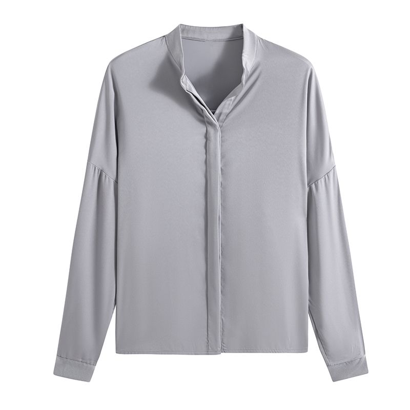 European Station Office Lady Style Single-Breasted Long-Sleeve Shirt