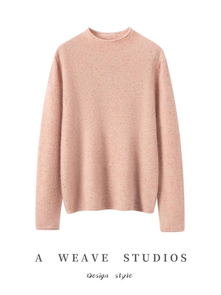 Women's 100% Pure Cashmere Half-High Neck Knitwear: Autumn/Winter Pullover Sweater in Gentle Style