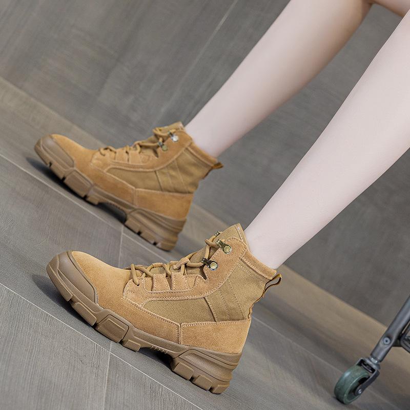 New leather women's boots winter versatile canvas shoes short boots British casual Martin boots leather women's shoes