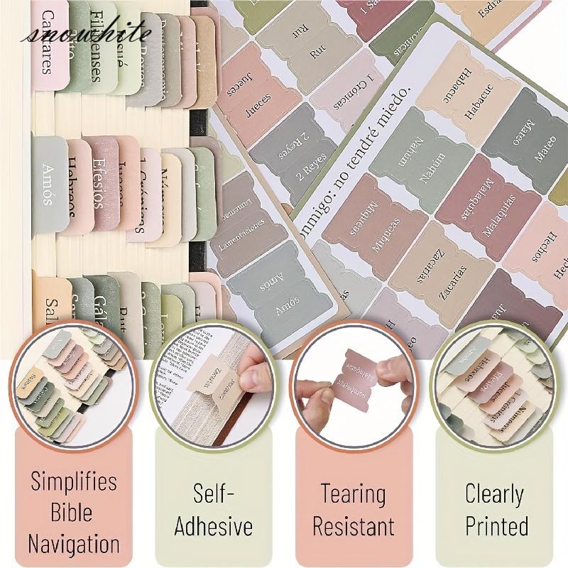 Boho-Themed Bible Tabs for Study Laminated for Both Men And Women Perfect for Bible Journaling with Large Print Repositionable Sticker Accessories.