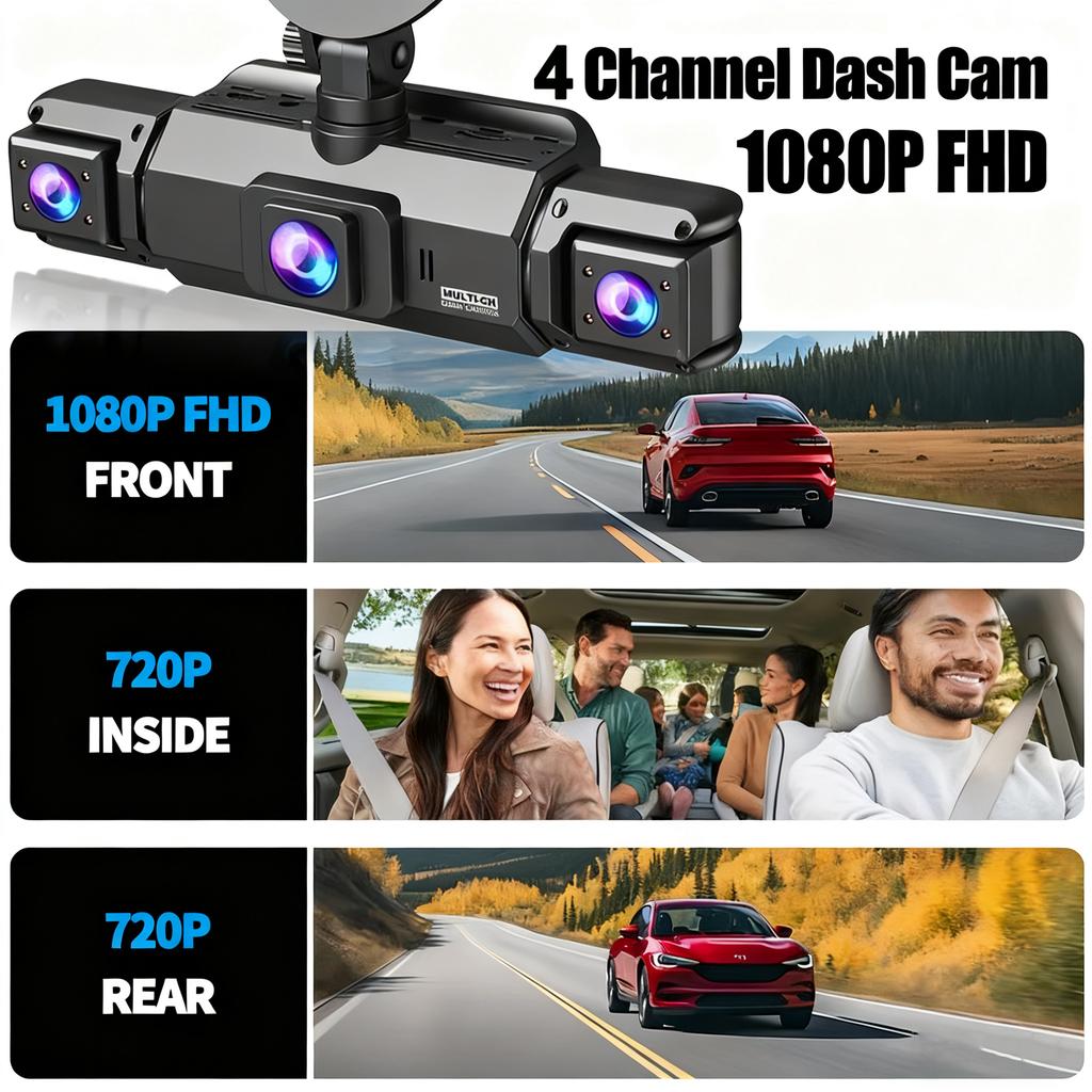 360° Dashcam Car Camera Recording Wifi Wireless Webcam Way Video Recorder 1080P 24 Parking 4 Channel Car Black Box