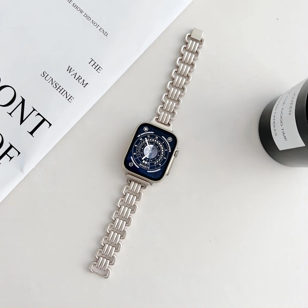 Starlight Stållänkarmband för Apple Watch Series Ultra 8 7 SE 6 5 4 3 49mm Metallarmband IWatch 38 40 41mm 42 44 mm 45mm