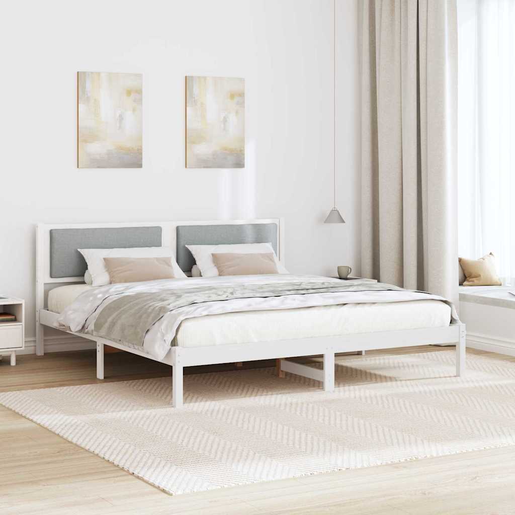 Bed Frame Light Grey 180 x 200 cm Solid Pine Wood