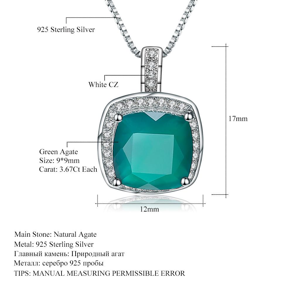 Supply Light Luxury Green Agate Pendant, High-End 925 Sterling Silver Inlaid Natural Gemstone Necklace Pendant. 925 silver