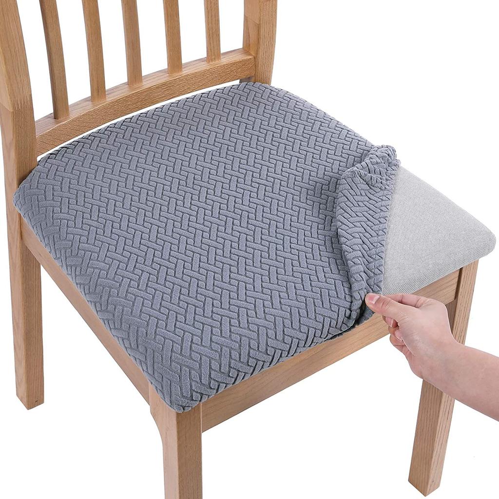 WaterProof Spandex Dining Room Upholstered Cushion Solid Chair Seat Cover Removable Slipcovers with Washable Furniture Protector