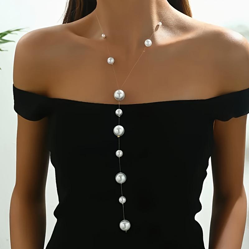 Vielseitige Retro Imitationsperlen Lange Halskette - Europäisches, Amerikanisches, Japanisches & Koreanisches Inspiriertes Design