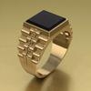 XIGUO New Retro Inlaid Black Square Stone Ring for Men Father's Day Fashion Trend High-quality Jewelry Gifts Men's Rings