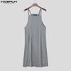 INCERUN Men Strap Sleeveless Beading Splits Long Tunic Tank Tops