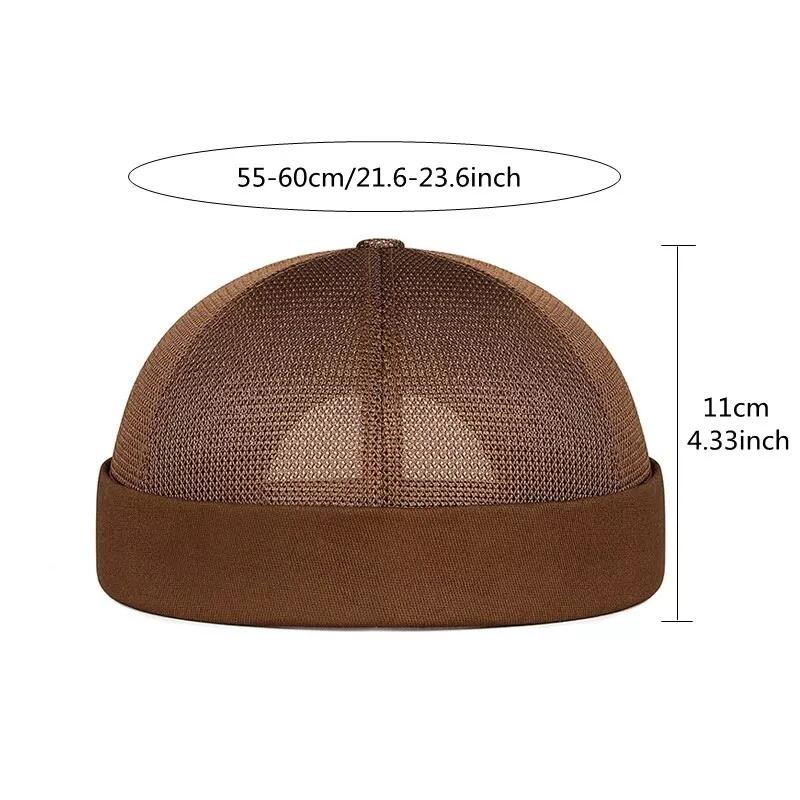 Brimless Docker Hat Summer Mesh No Brim Beanie Hat Adjustable Rolled Cuff Cap Casual Unisex Retro Street Outdoor Hip-Hop Sailor Stylish Skull Caps