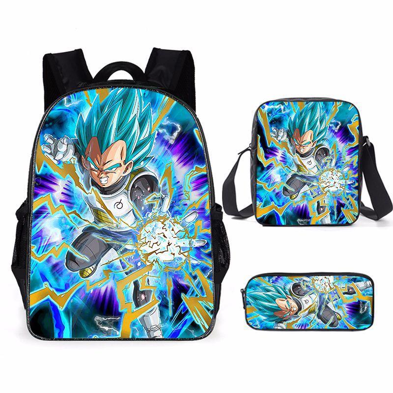 New animation cartoon dragon ball backpack, primary and secondary school schoolbag, satchel, shoulder bag, pencil case three-piece set