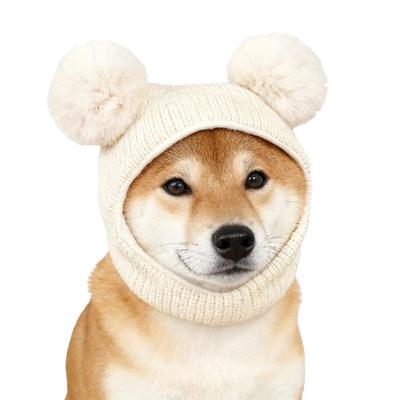 Cute Pet Knitted Warm Hat Noise Reduction Solid Color Dog Calming Earmuff Handmade Hearing Protection Dog Ear Muffs