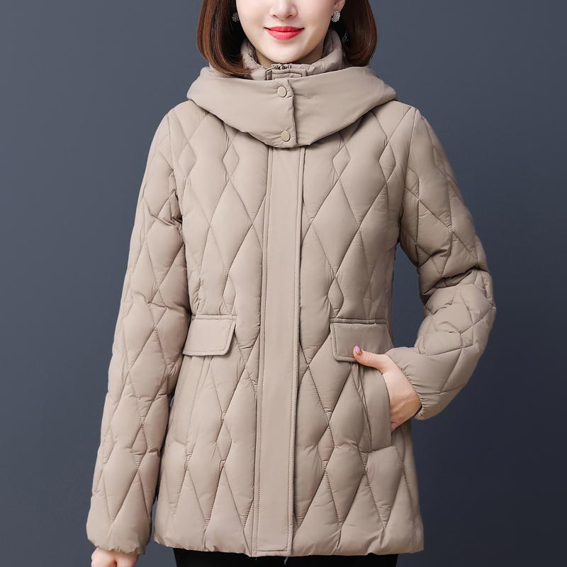Elegant Winter Coat Women Parkas Plus Size Middle Age Women's Jacket Hooded Casual Thick Warm Outerwears