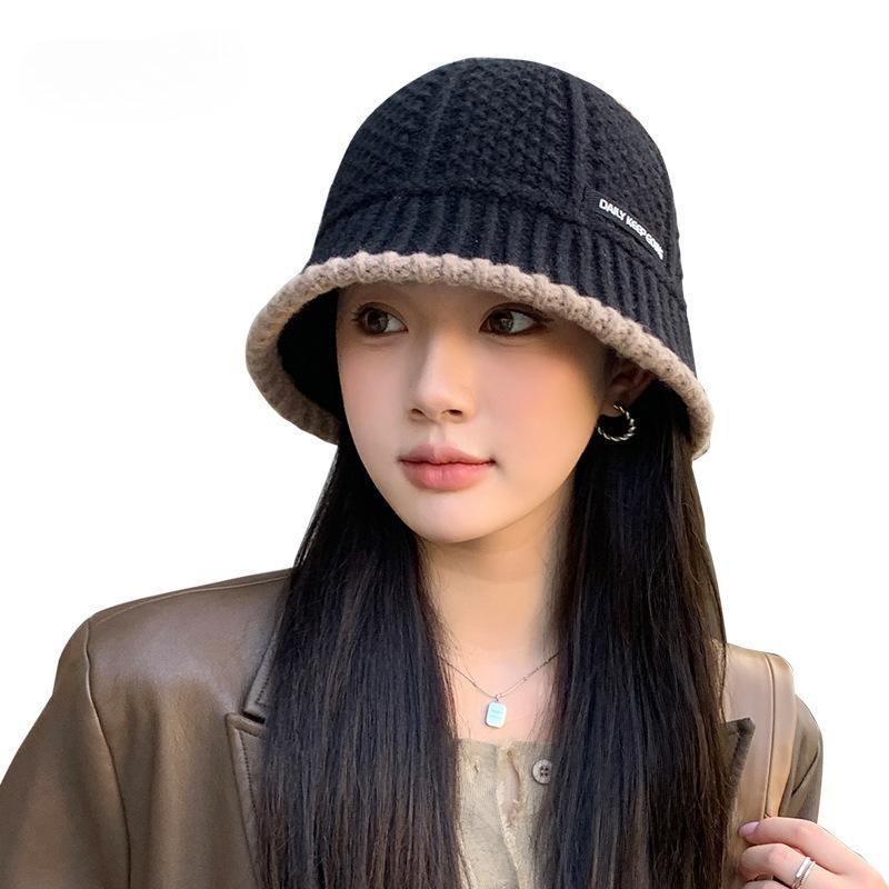 New hat women's autumn and winter warm bucket bucket hat Korean version shows small face cover retro versatile basin hat