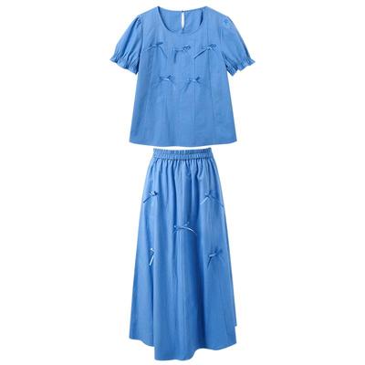Sancai Women's 100% Cotton Plus Size Top & Skirt Set
