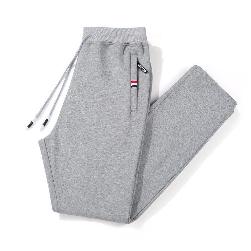 Pánské podzimní/zimní zateplené bavlněné tepláky s rovnými nohavicemi - Volný střih, nadměrná velikost, ležérní kalhoty