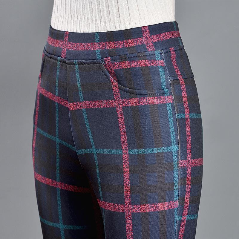 

2024 Women s Slimming Plaid Micro-Flare Pants: Thickened, Elastic, Versatile Long Pants for Fall/Winter L under 55kg