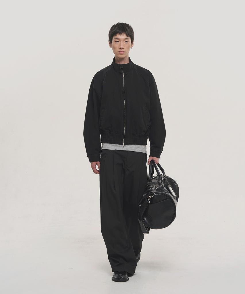 Noise Washed Cotton Harrington Jumper Jacket - Black