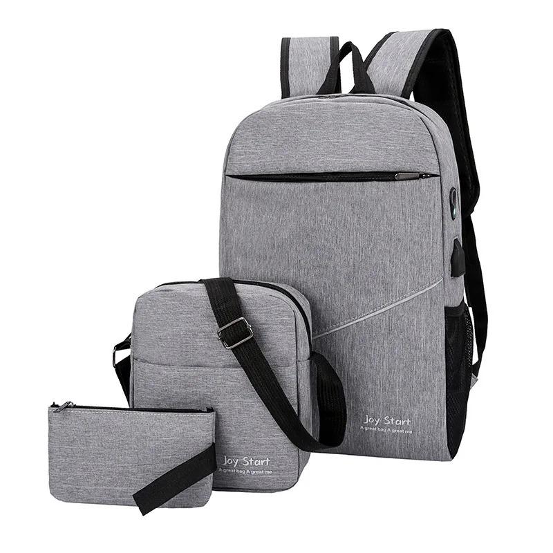 3pcs/set Men's Backpack Male USB Charging Laptop Backpack Women Travel Backpacks Schoolbag Men Shoulder Bag Sets Bags 3 Pieces