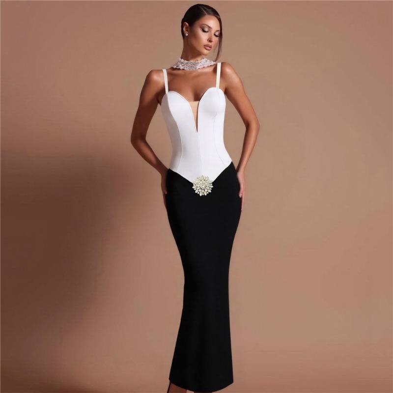 Luxury Rhinestone Bandage Dress Fashionable Sexy Suspender Dress Evening Dress Temperament Slim Women's Clothing