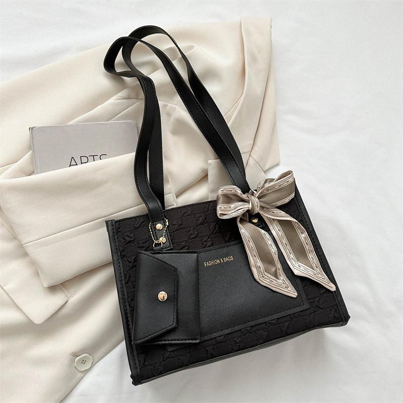 Шикарная Стильная Одноплечевая Сумка-Тоут для Женщин Осень Новинка Модная Pu Сумка чёрный