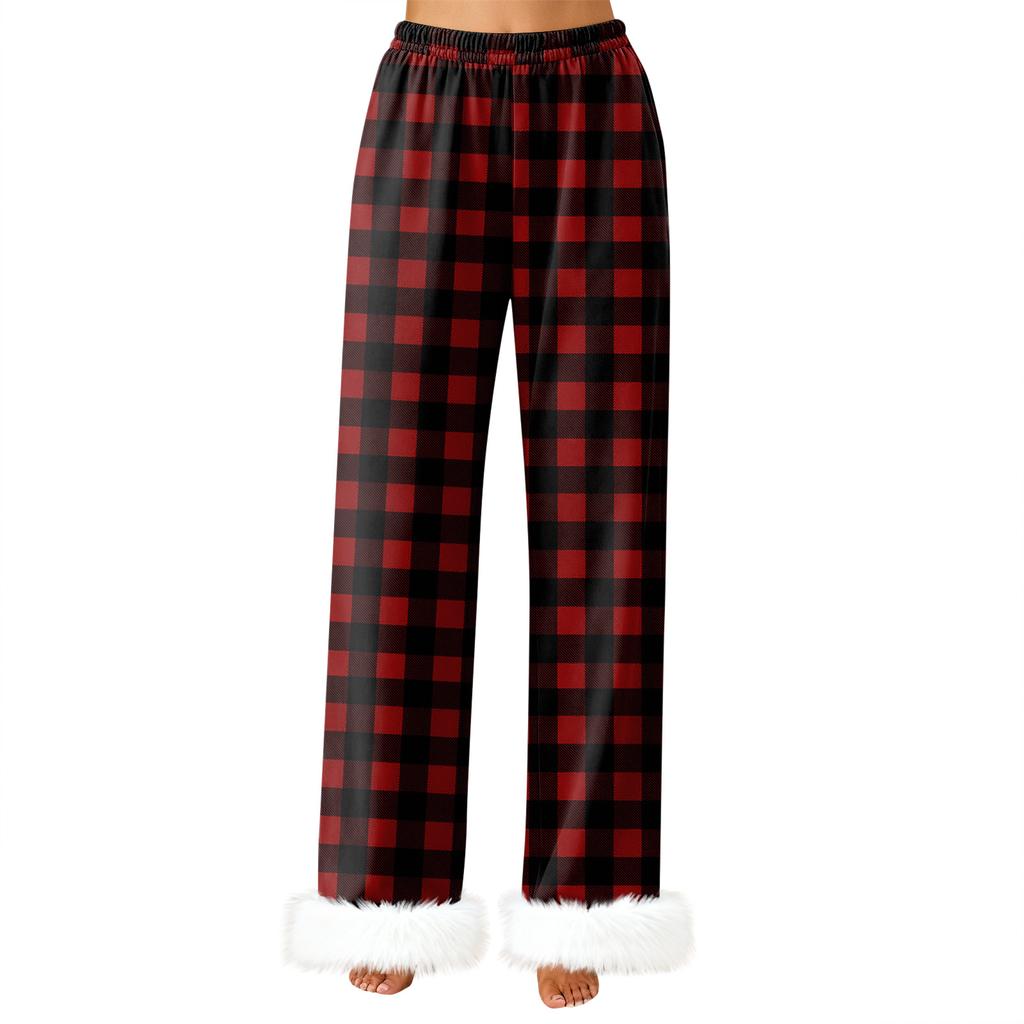 Women's Fashionable Casual Trousers, Plaid Print Trousers