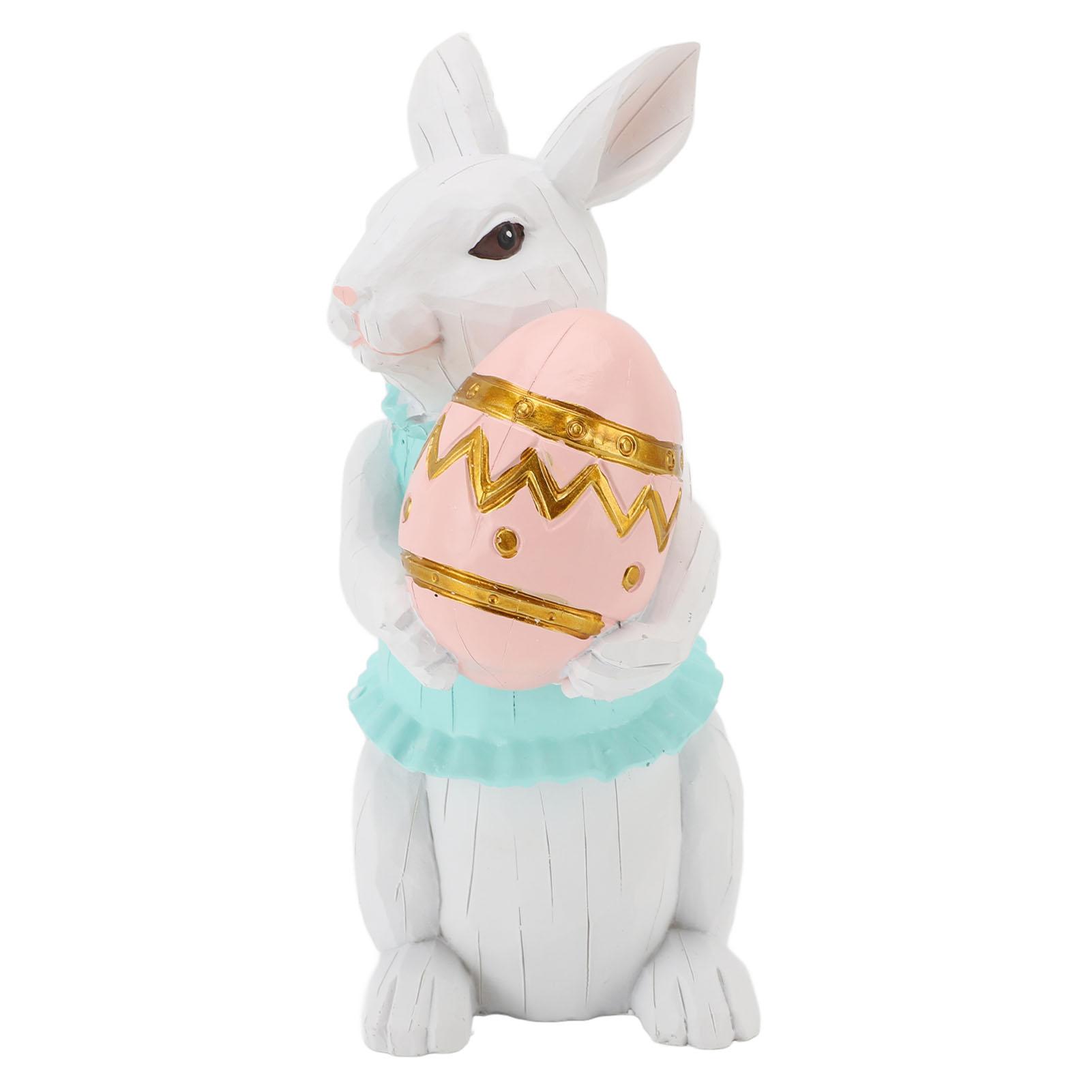 

Фигурка кролика Милая винтажная смола Статуэтка пасхального кролика для украшения дома Праздничное украшение Держащий Holding A Colored Egg
