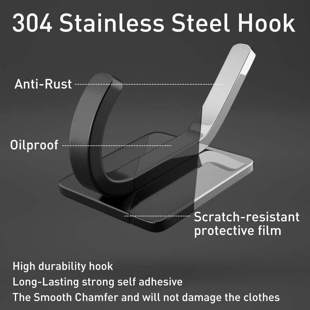 Wall Hooks Hanger Bathroom Kitchen Home Stick Stainless Steel 304 Self Adhesive Coat Hook