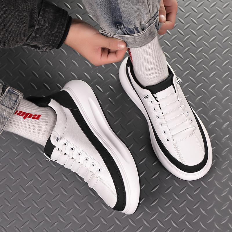 Fashion New Lace-Up Men's Shoes Men Leather Fashion Outdoor Shoes Thick Bottom Men Casual Shoes Luxury Brand Mens Comfortable Sneakers